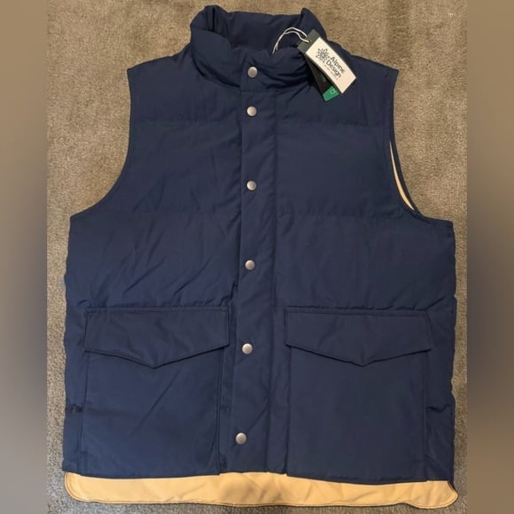 Alpine Design Mens 1962 Puffer Vest Vintage Blue ADM24505 Medium NWT